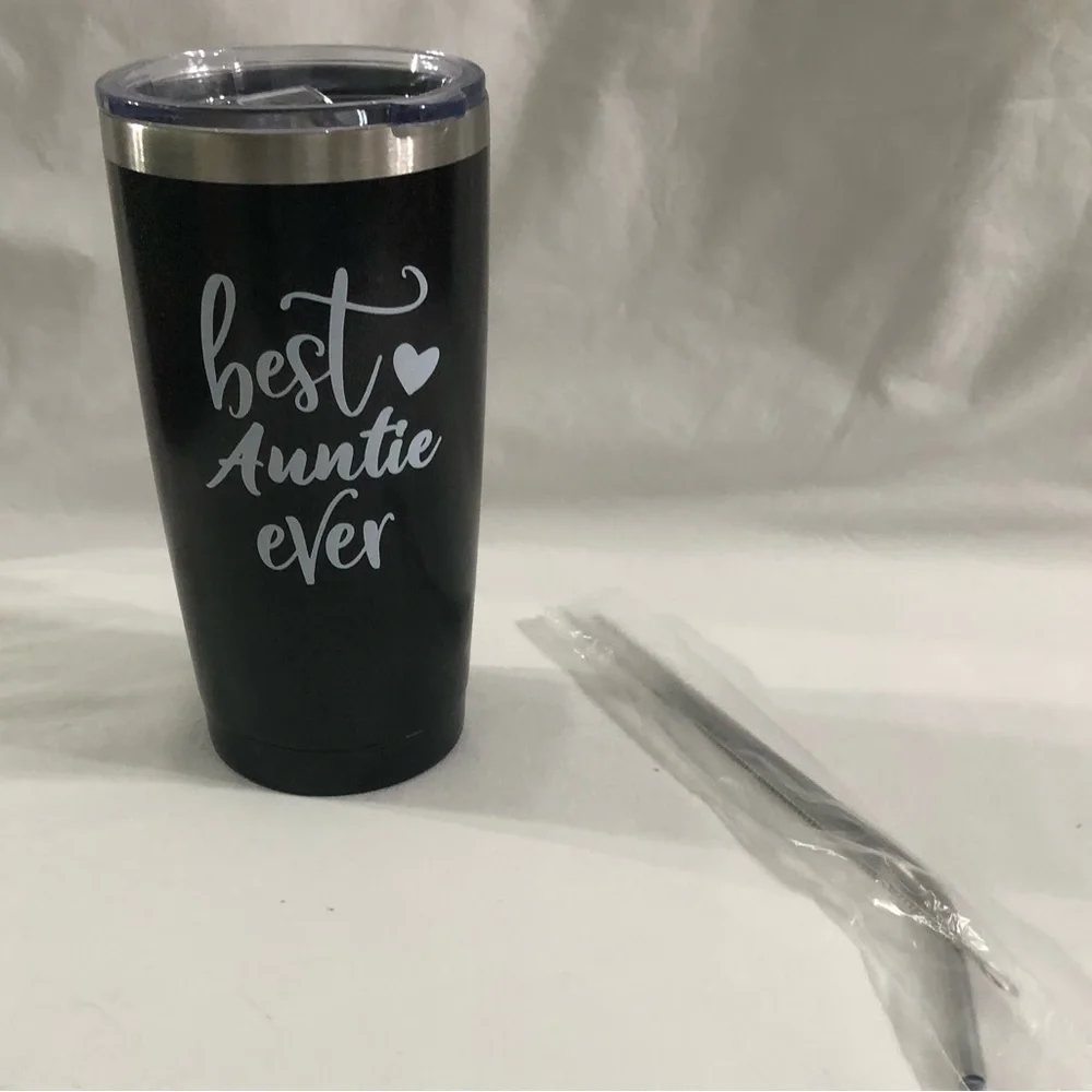 Best Auntie Ever Black Insulated Travel Tumbler stainless steel.2Oz